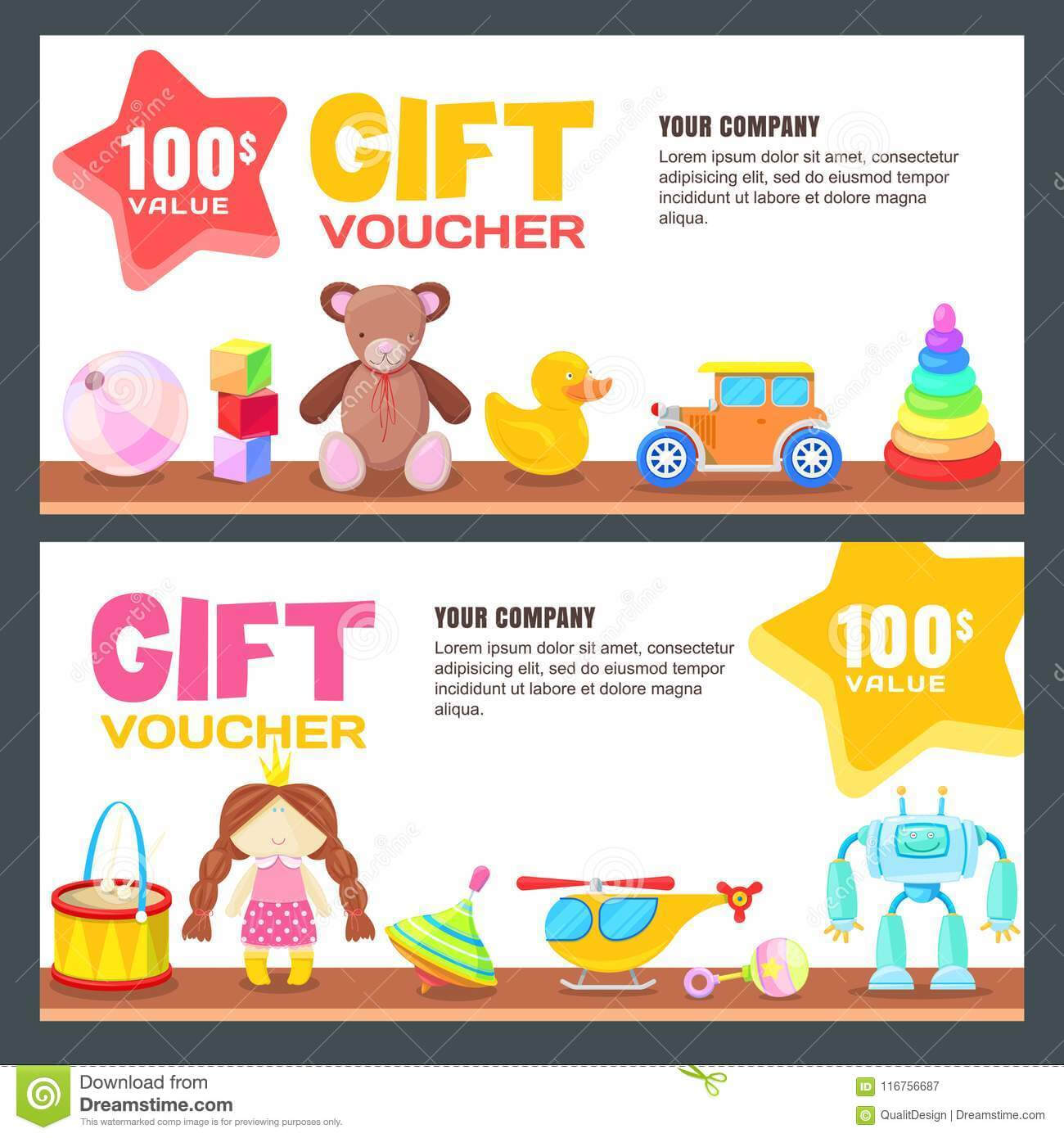 Gift Card, Voucher, Certificate Or Coupon Vector Design With Regard To Kids Gift Certificate Template