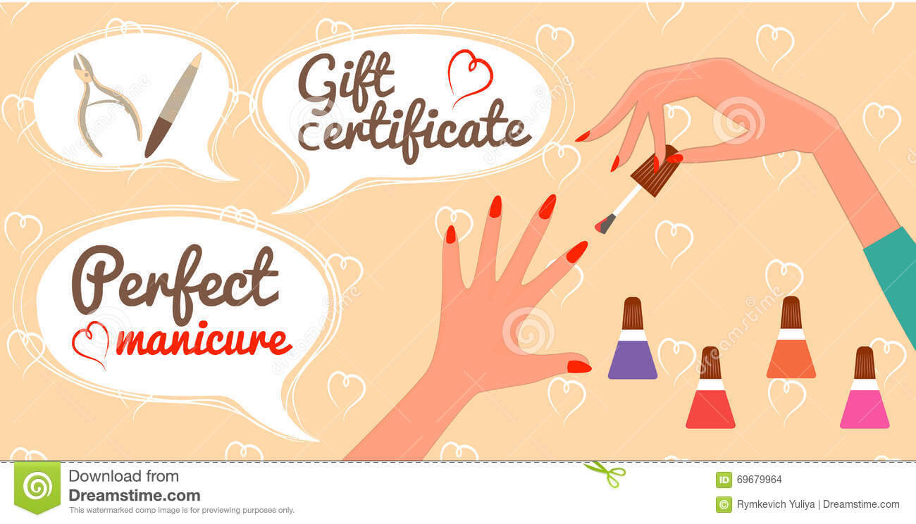 Gift Certificate Perfect Manicure Nail Salon Stock Vector With Nail Gift Certificate Template Free