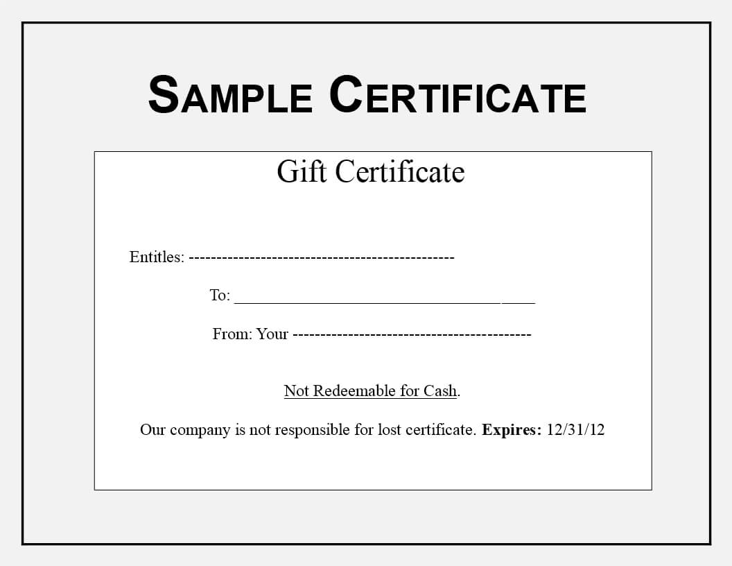 Gift Certificate Sample | Templates At Allbusinesstemplates Throughout Sales Certificate Template