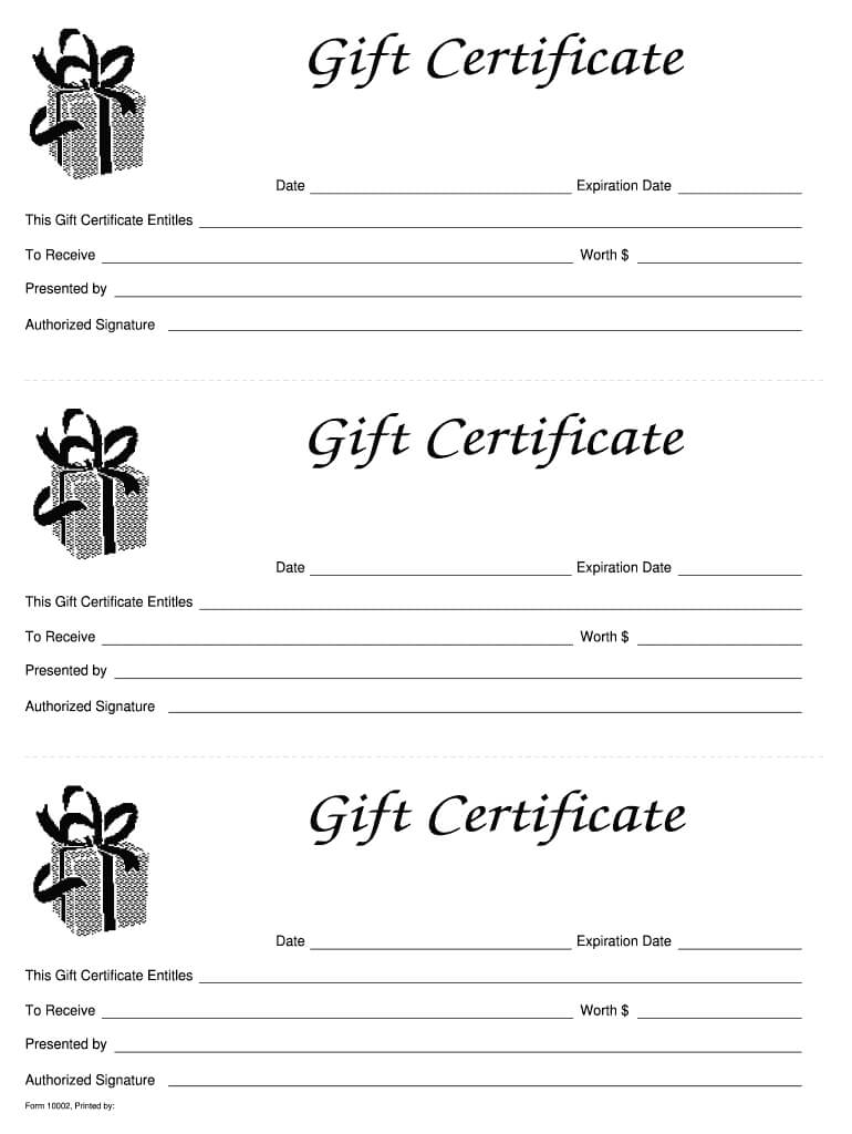 Gift Certificate Template Free – Fill Online, Printable In Inside Black And White Gift Certificate Template Free