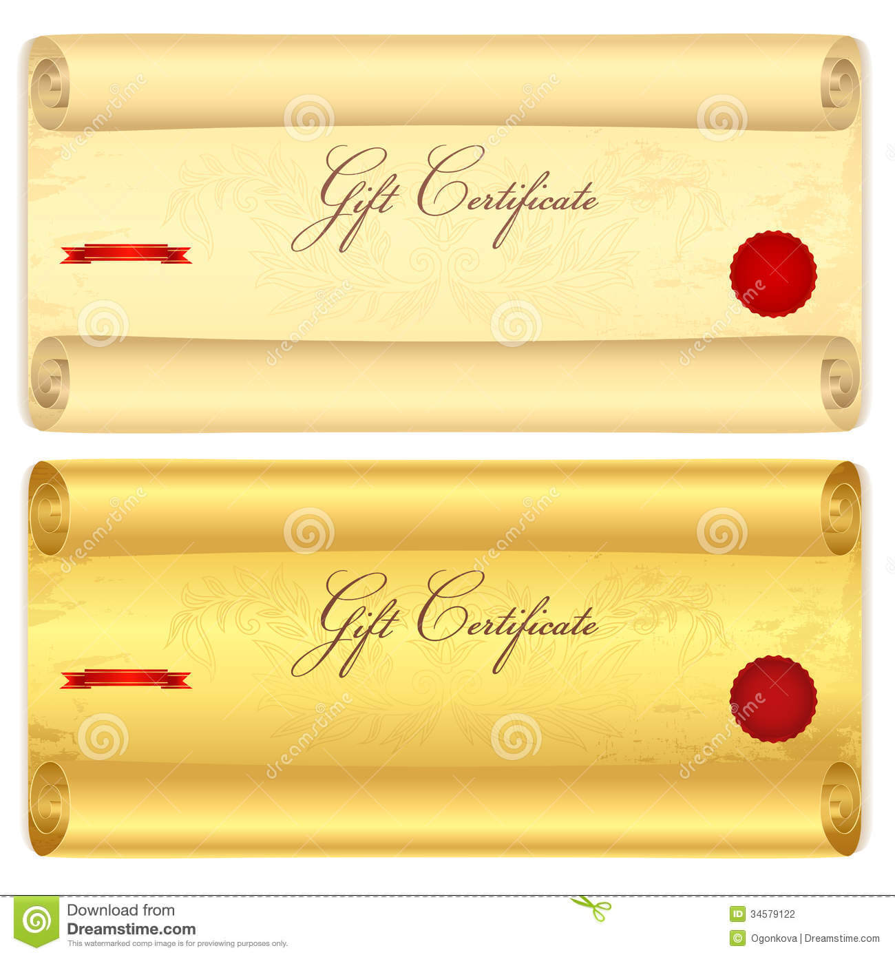 Gift Certificate, Voucher Template. Old Scroll, Pa Stock For Scroll Certificate Templates