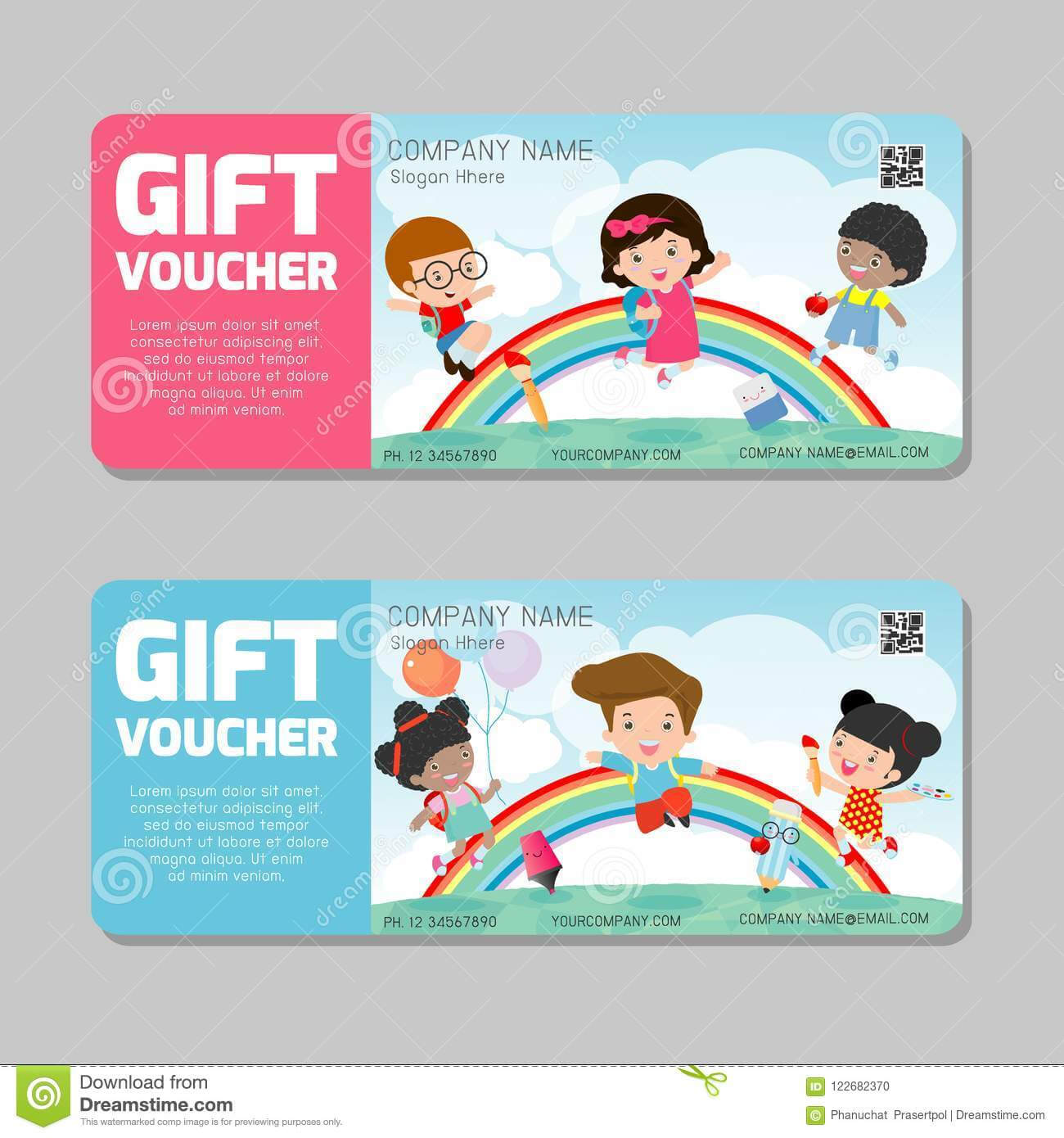 Gift Voucher Template And Modern Pattern. Kids Concept With Kids Gift Certificate Template