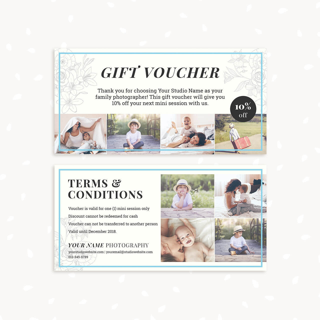 Gift Voucher Template "classic Floral" – Strawberry Kit Inside Free Photography Gift Certificate Template