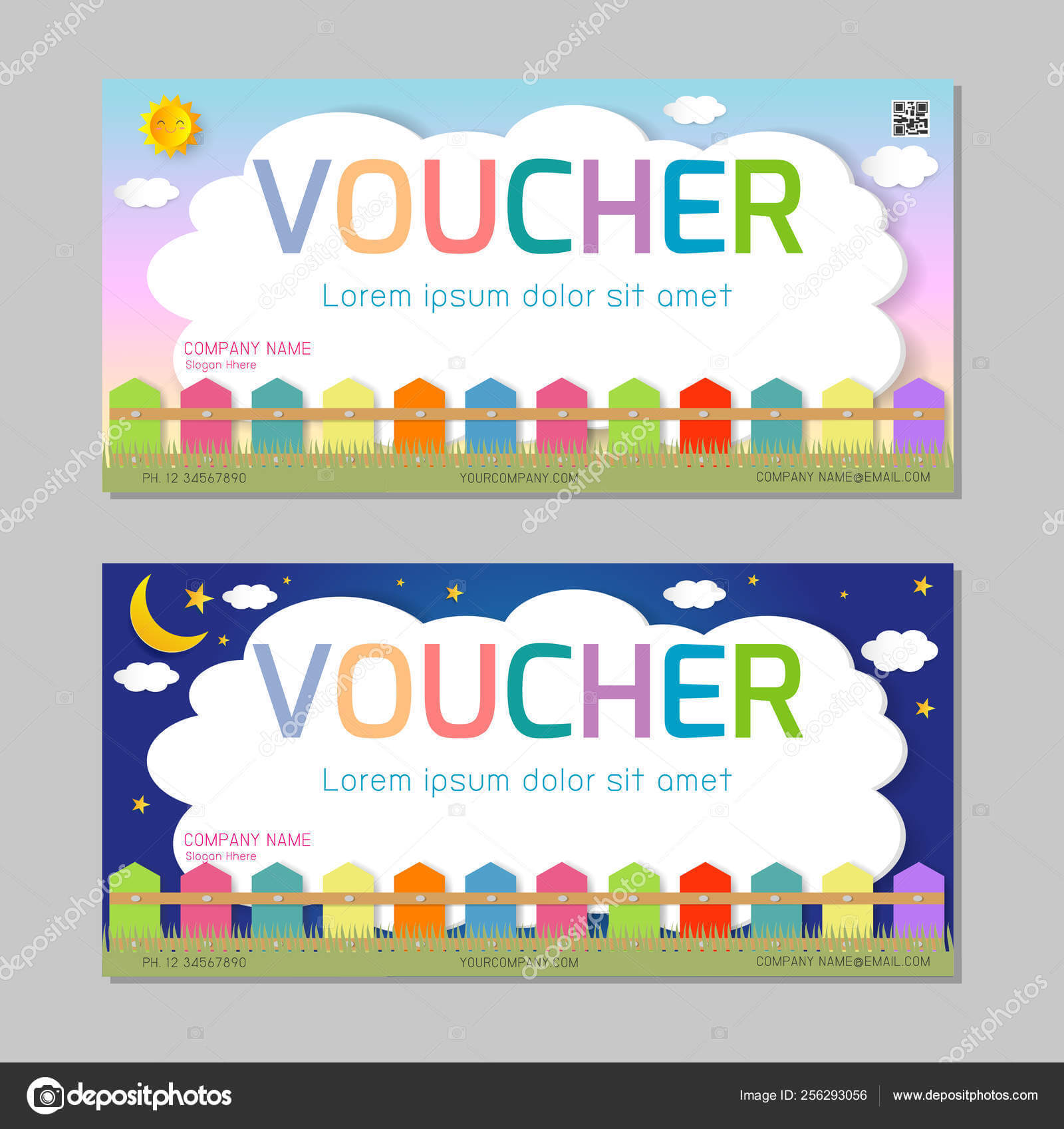 Gift Voucher Template Colorful Pattern Cute Gift Voucher With Kids Gift Certificate Template