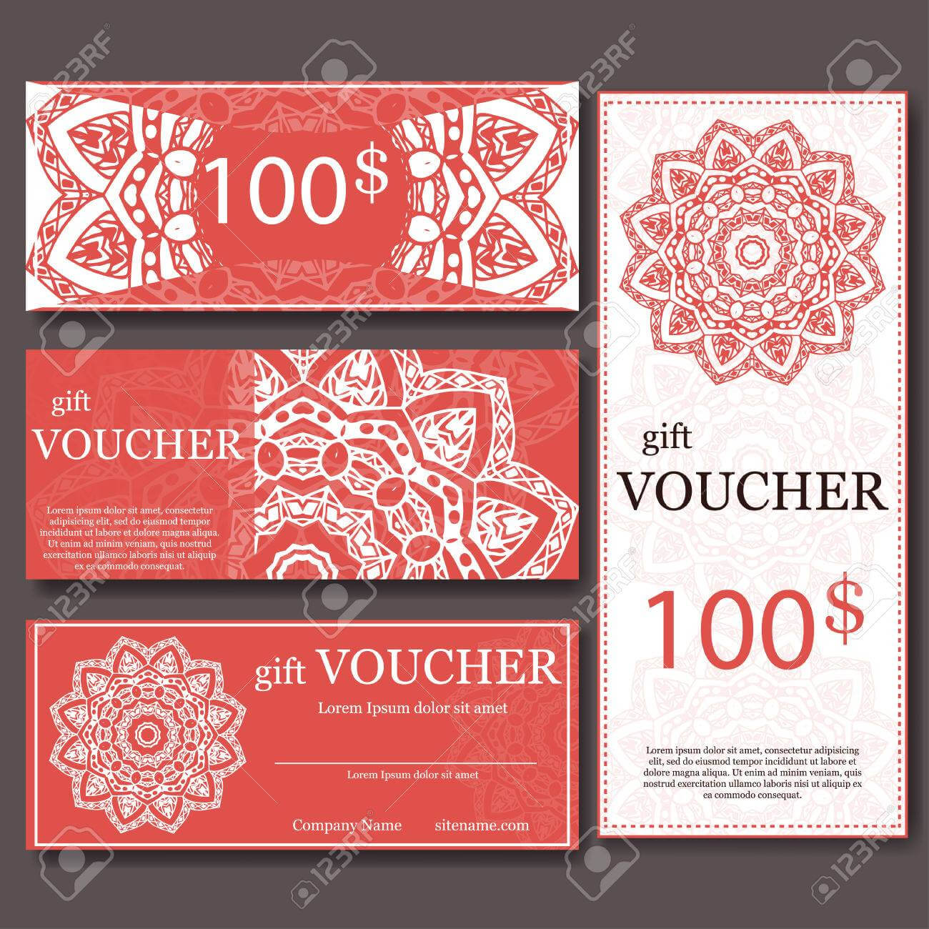 Gift Voucher Template With Mandala. Design Certificate For Sport.. Pertaining To Yoga Gift Certificate Template Free