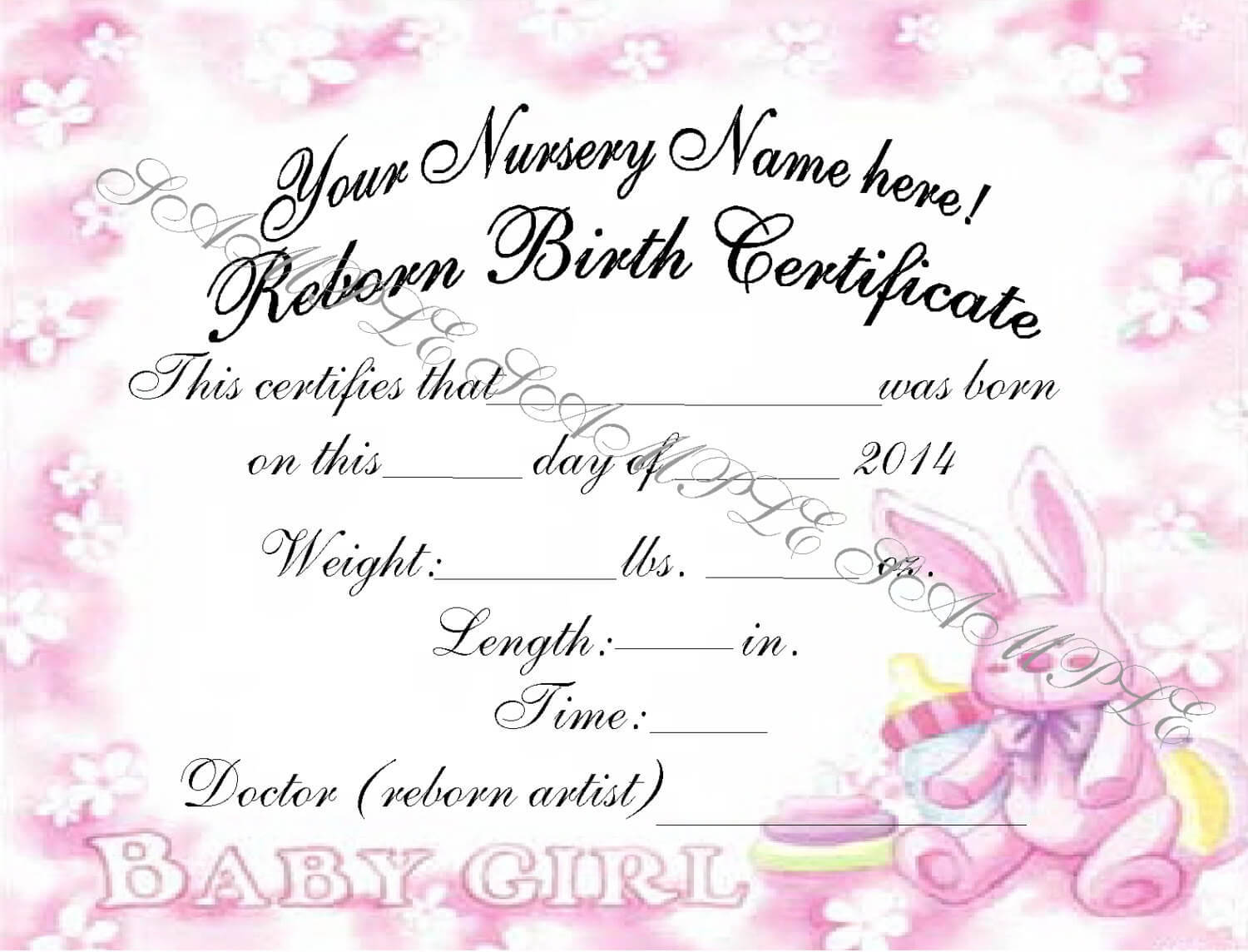 Girl Birth Certificate Template - Calep.midnightpig.co Throughout Girl Birth Certificate Template