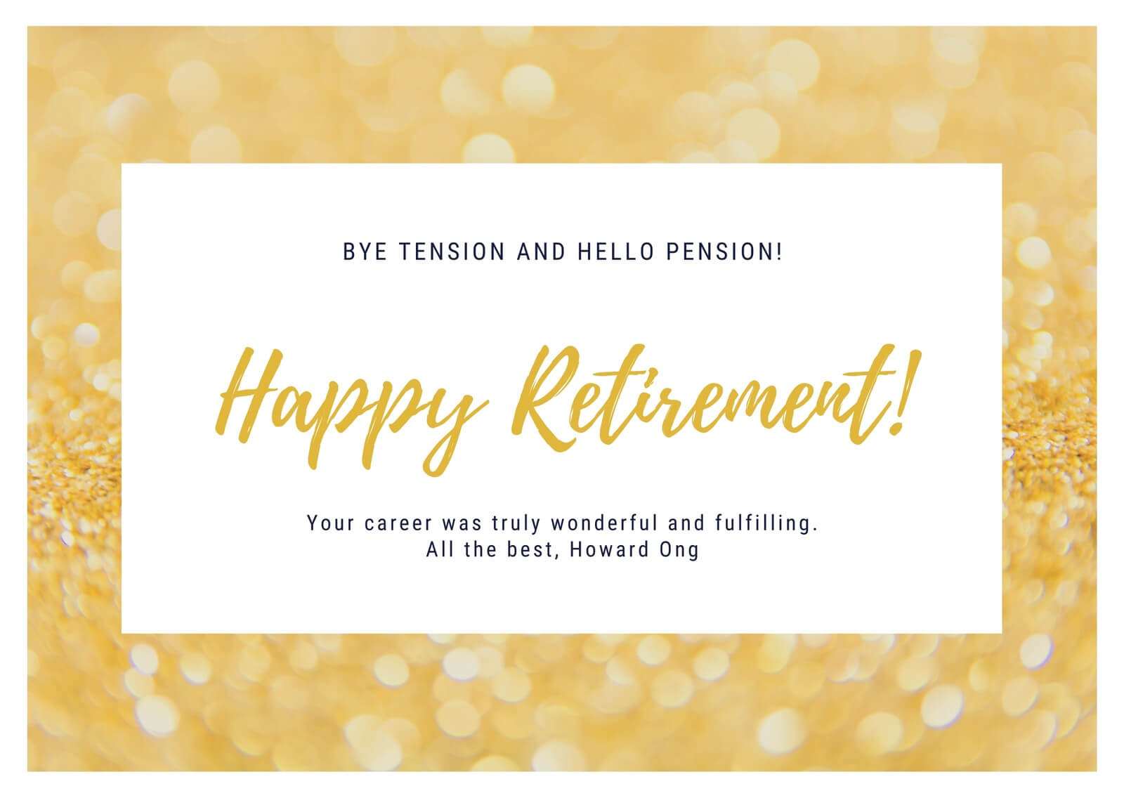 Gold And White Retirement Card - Templatescanva With Retirement Card Template