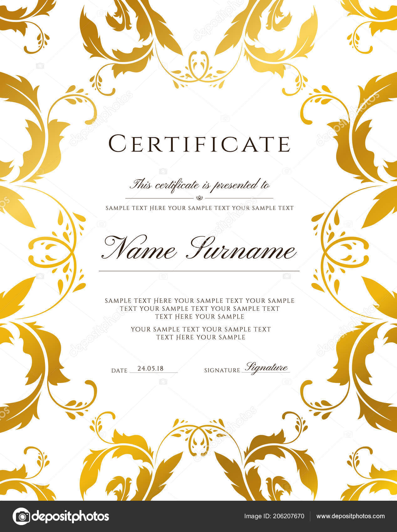 Gold Border Template | Certificate Template Gold Border With Regard To Certificate Border Design Templates