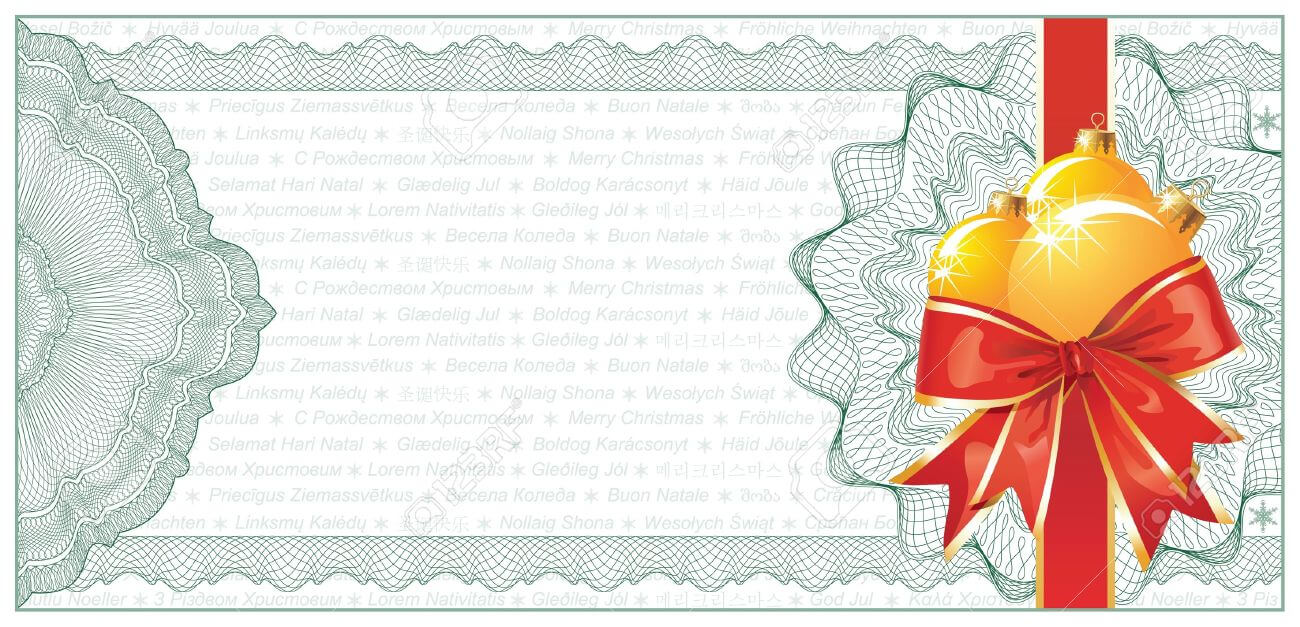 Golden Christmas Gift Certificate Or Discount Coupon Template / With Text Within Merry Christmas Gift Certificate Templates