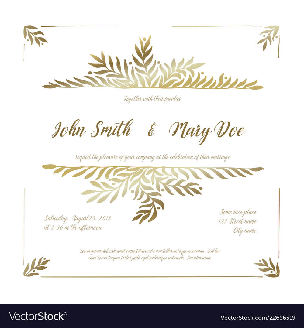 Golden Wedding Invitation Card Template In Sample Wedding Invitation Cards Templates