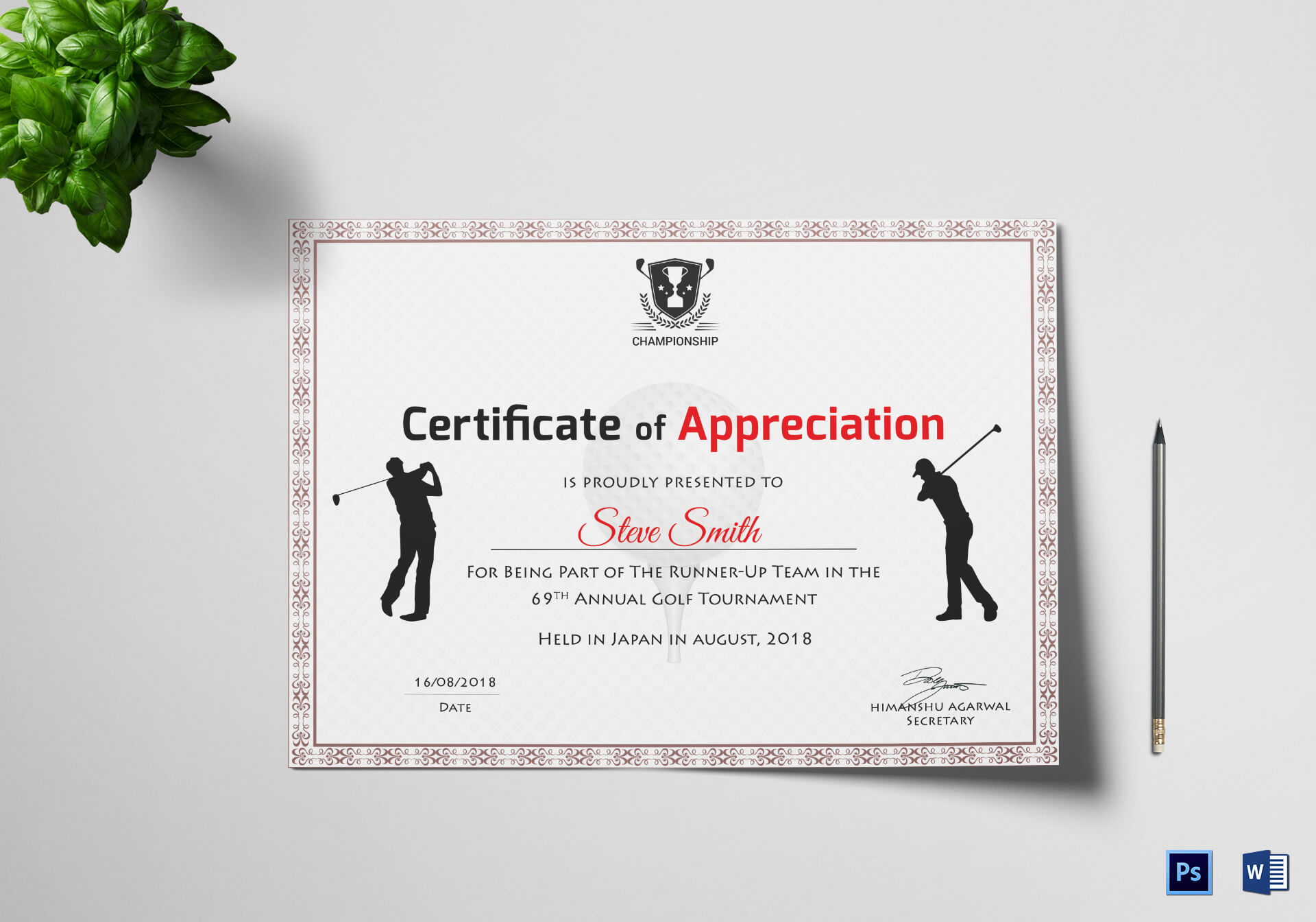 Golf Appreciation Certificate Template Pertaining To Walking Certificate Templates