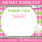 Golf Birthday Party Thank You Cards Template – Pink/green in Thank You Note Cards Template