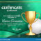 Golf Certificate Diploma With Golden Cup Vector. Sport Award Inside Golf Gift Certificate Template
