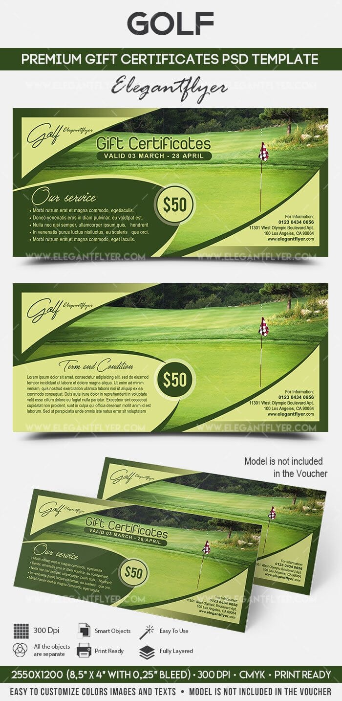 Golf Premium Gift Certificate Psd Template with Golf Gift Certificate