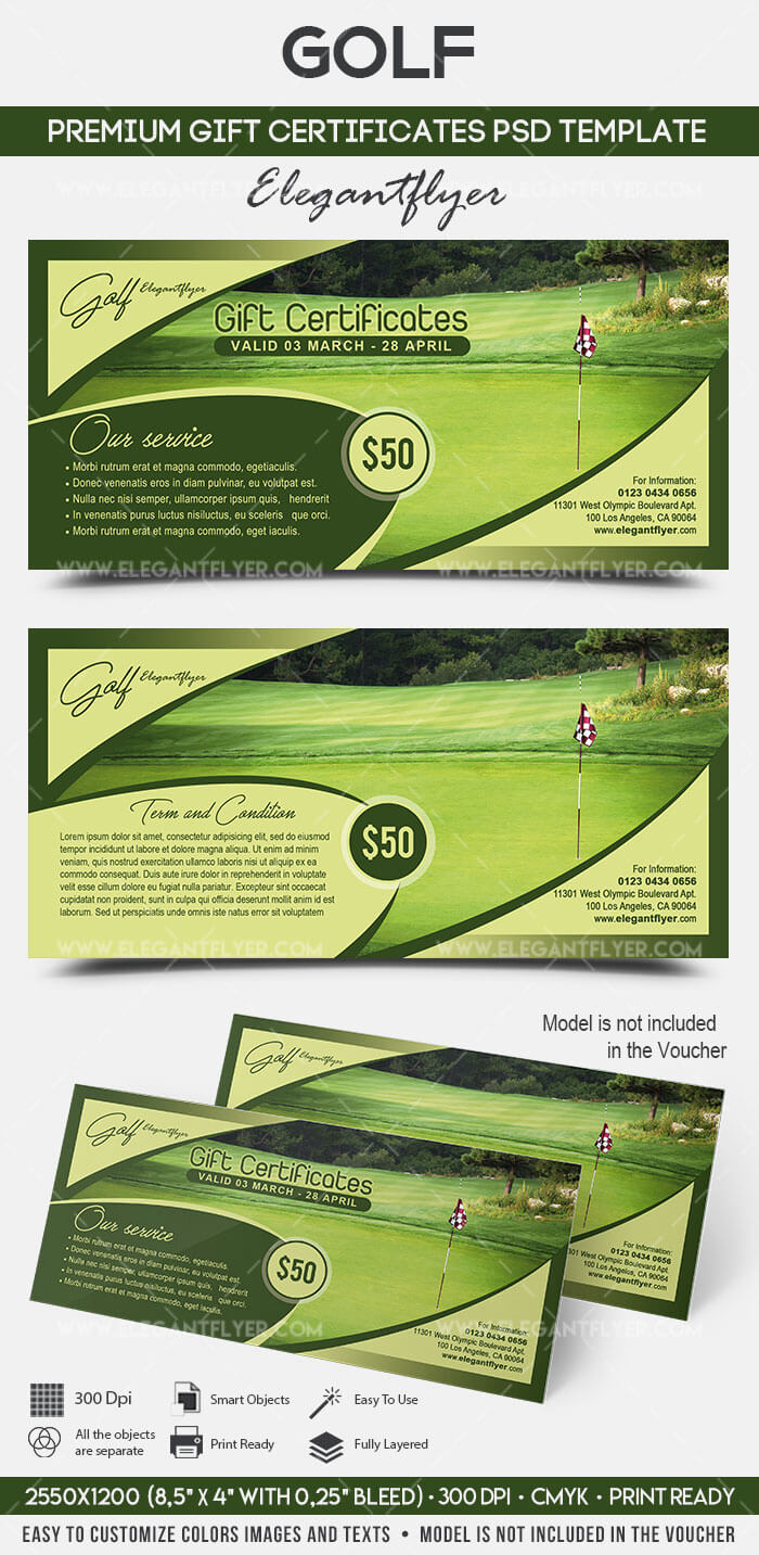 Golf – Premium Gift Certificate Psd Template Within Golf Certificate Template Free