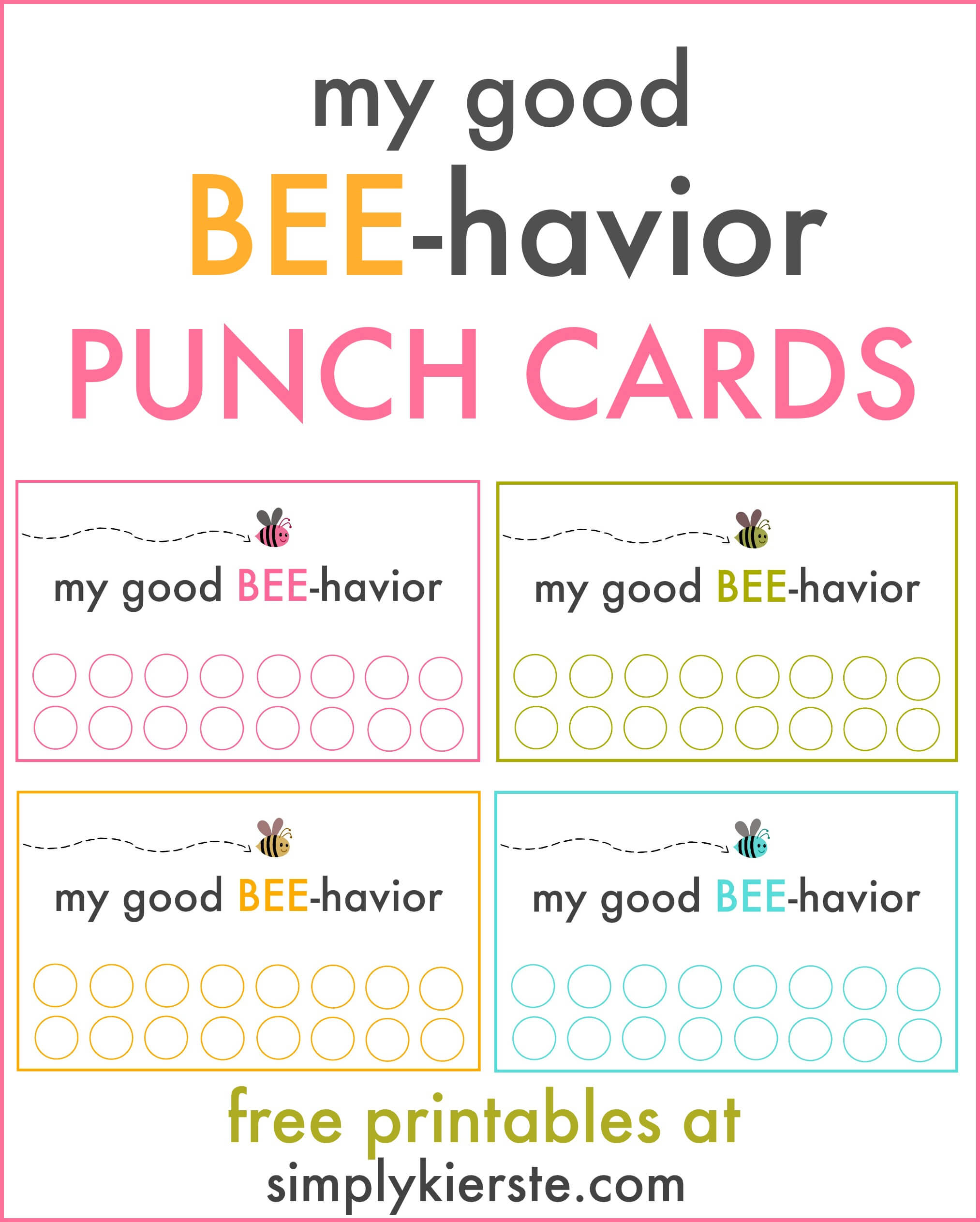 Good Behavior Punch Cards | Oldsaltfarm With Regard To Free Printable Punch Card Template