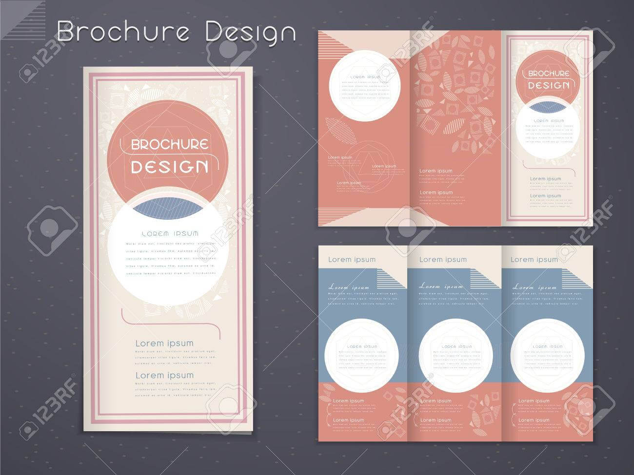 Graceful Tri Fold Brochure Template Design With Circular Elements.. For Free Three Fold Brochure Template