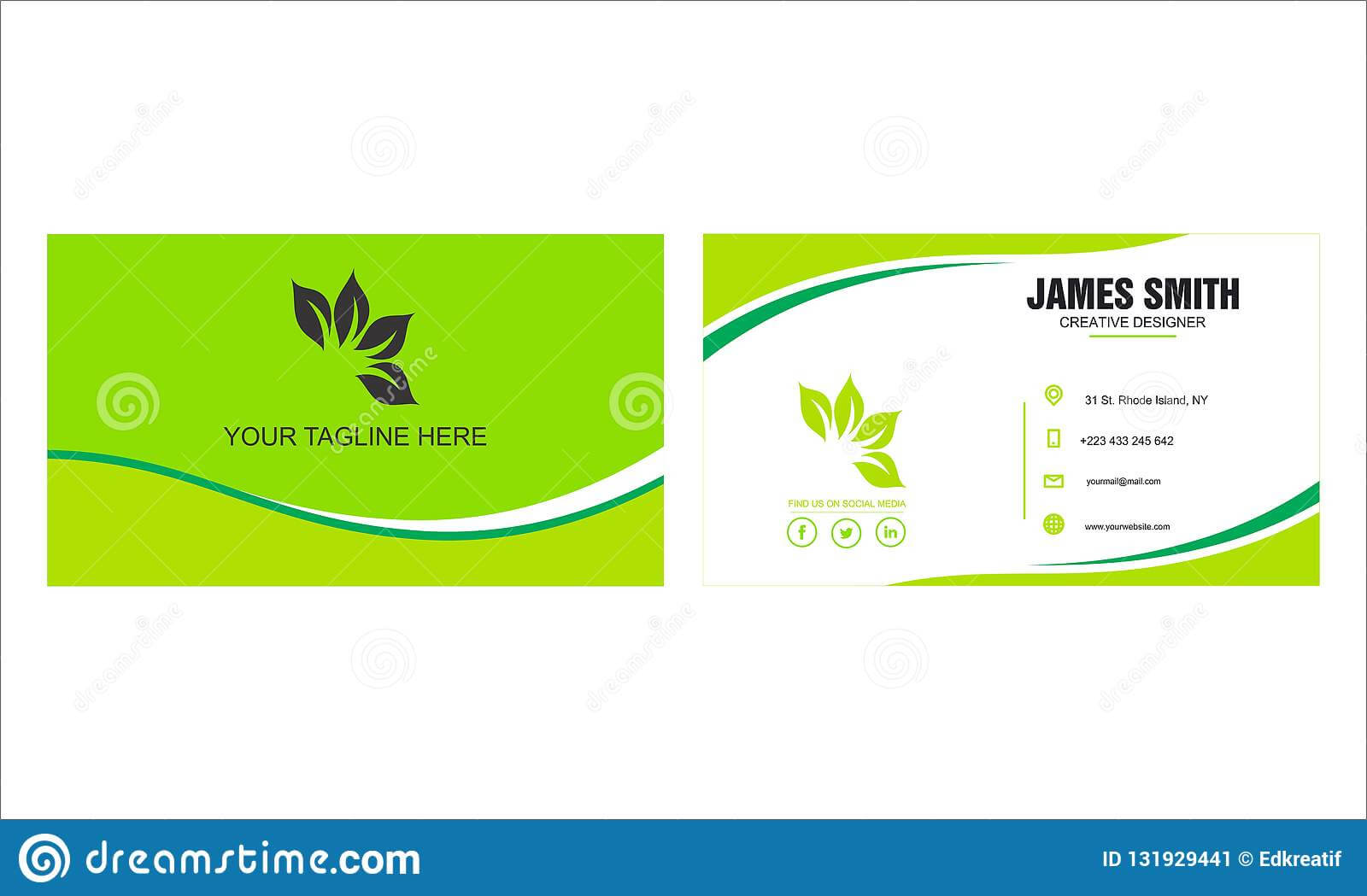 Green Business Card Design With Stock Vector – Illustration Inside Office Max Business Card Template