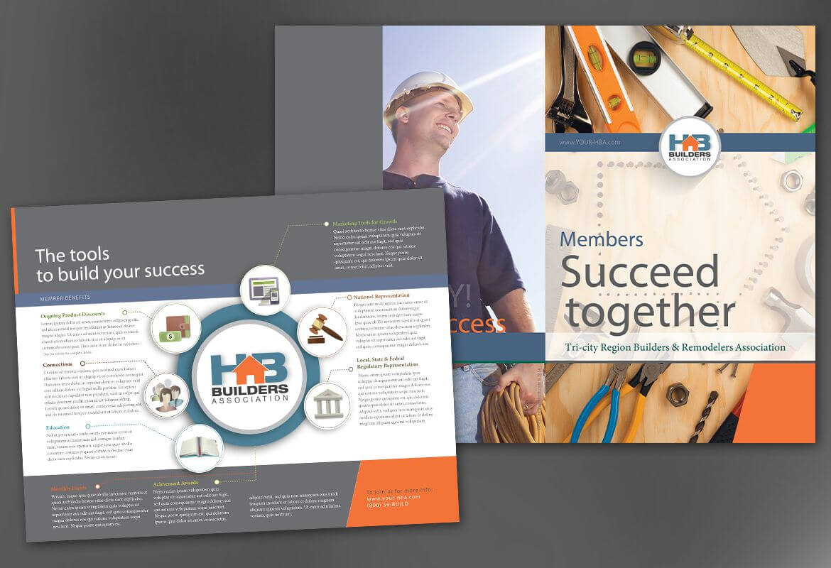Half Fold Brochure Template For Builders Association. Order With Half Page Brochure Template