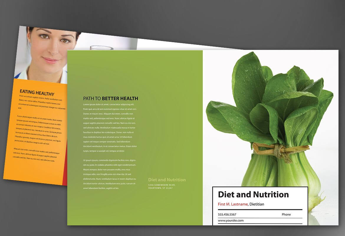 Half Fold Brochure Template For Health And Nutrition. Order For Nutrition Brochure Template