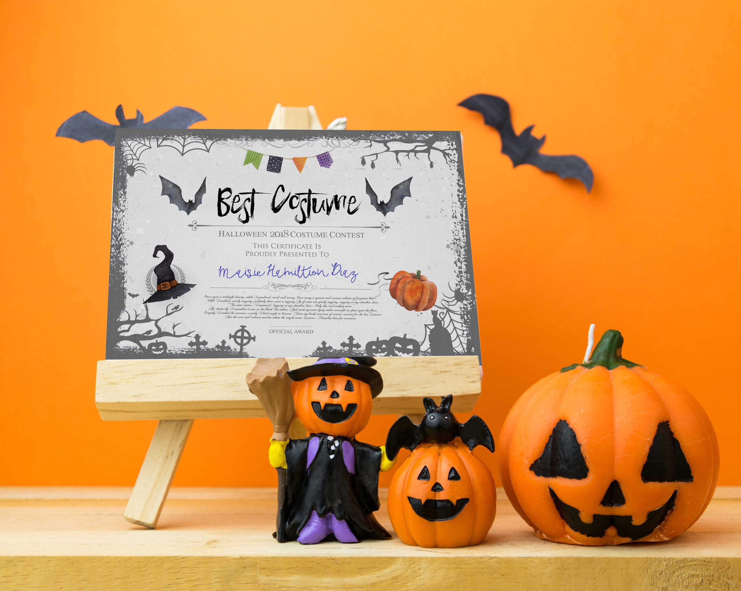 Halloween Party, Best Costume Contest, Printable Certificate, Cosplay,  Fancy Dress Competition, Instant Download, Award Template, Vote Card For Halloween Certificate Template