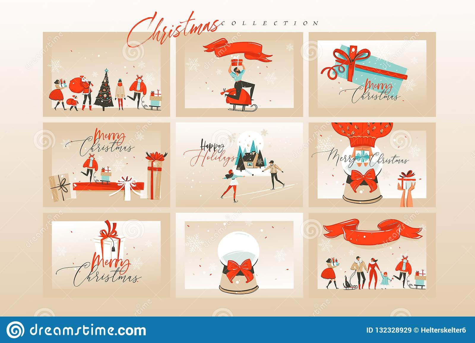 Hand Drawn Vector Abstract Fun Merry Christmas Time Cartoon With Death Anniversary Cards Templates