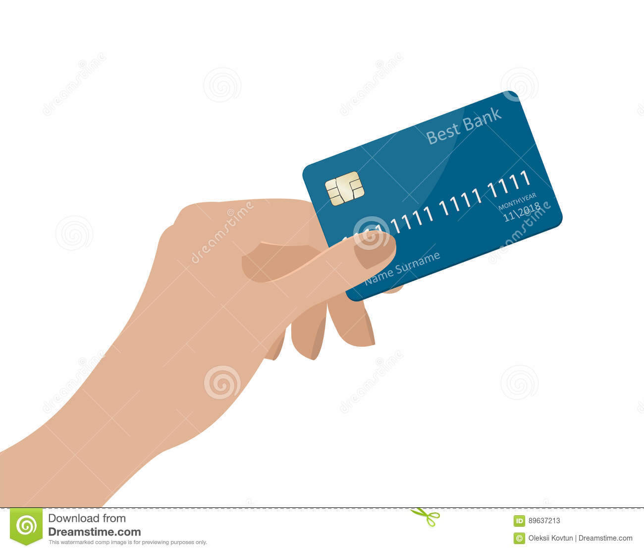 Hand Holding Credit Card. Vector Illustration. Isolated On Inside Credit Card Templates For Sale