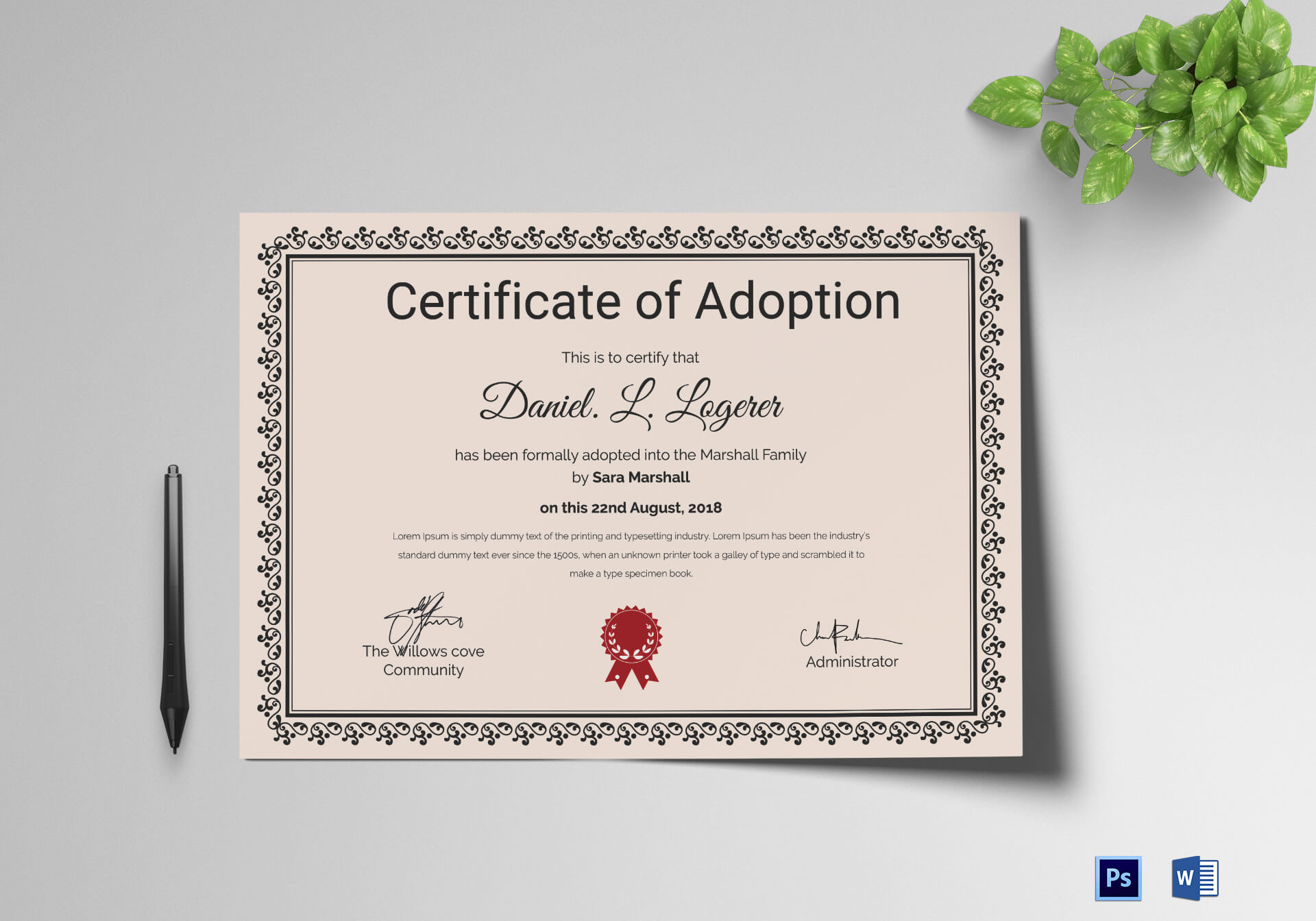 Happy Adoption Certificate Template For Adoption Certificate Template