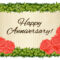 Happy Anniversary Card Template With Red Roses Illustration Regarding Word Anniversary Card Template