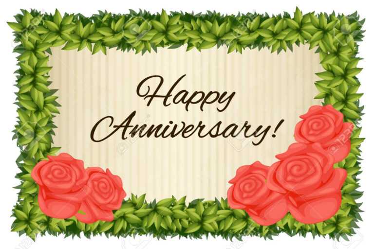 Happy Anniversary Card Template With Red Roses Illustration regarding