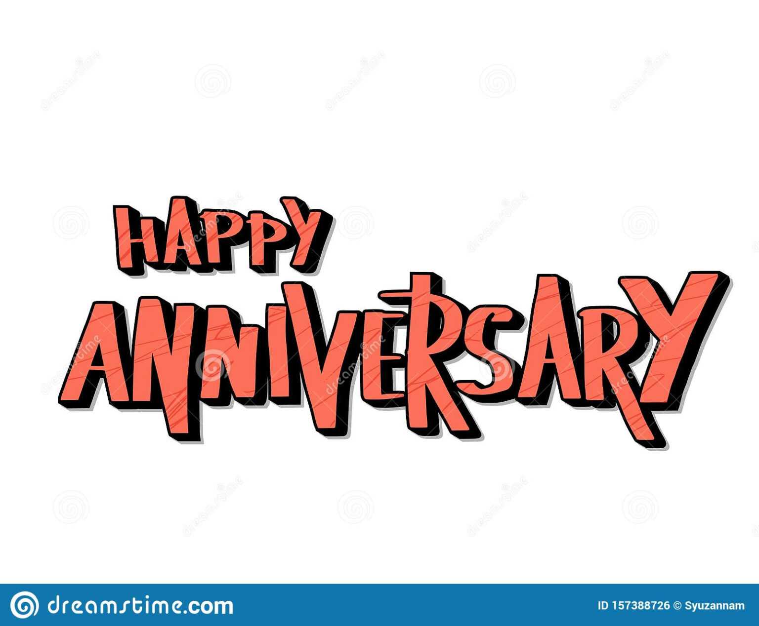 Happy Anniversary Text. Vector Word With Decor Stock Vector in