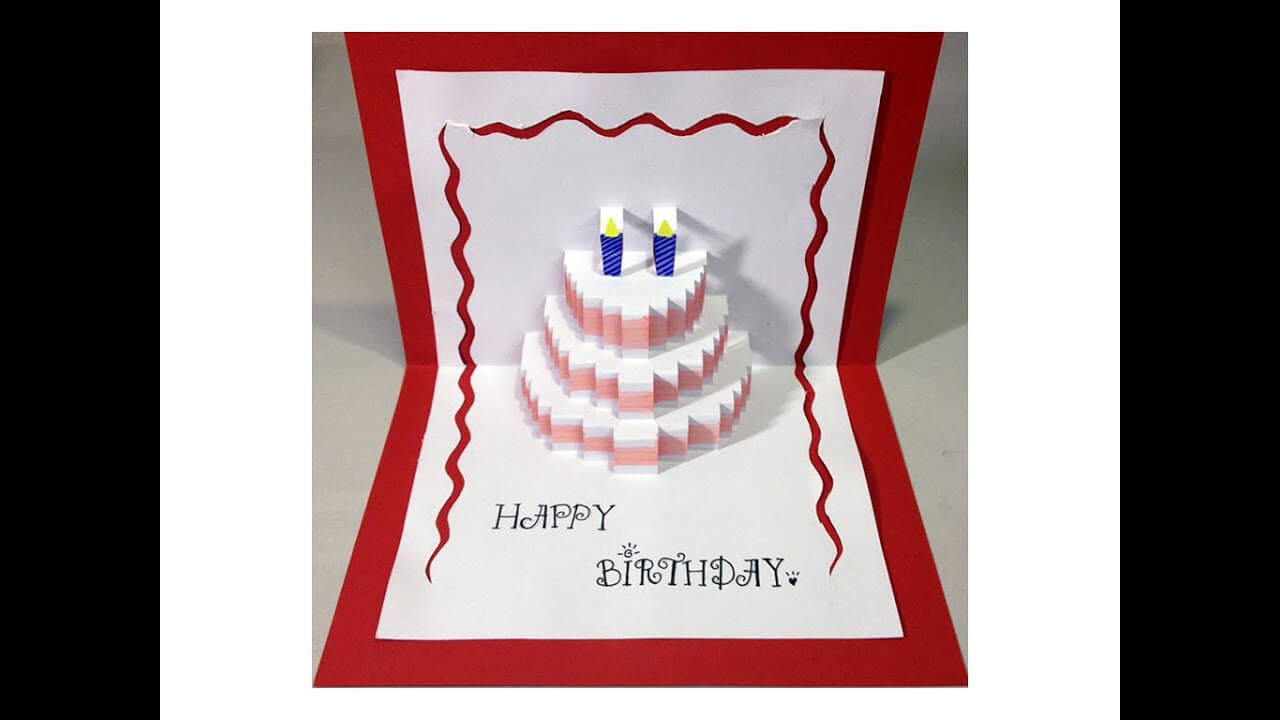 Happy Birthday Cake - Pop Up Card Tutorial Within Happy Birthday Pop Up Card Free Template