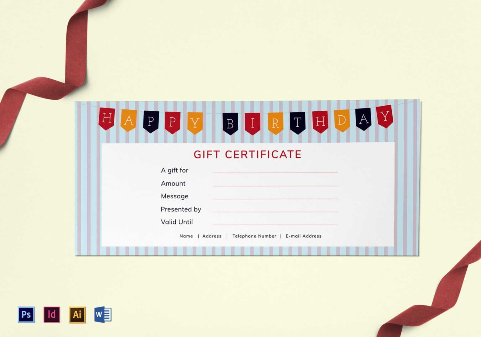 Happy Birthday Gift Certificate Template in Indesign Gift Certificate