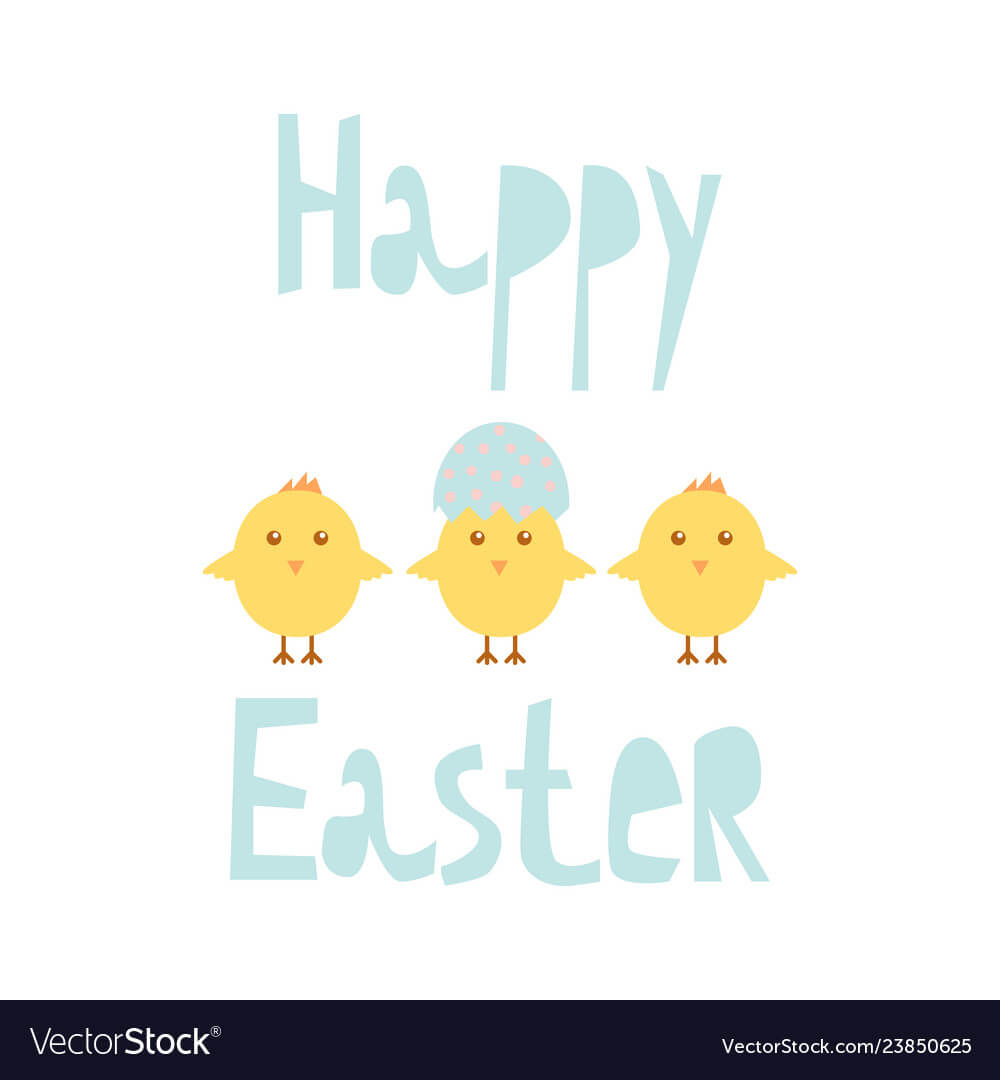Happy Easter Greeting Card Template With Chicks Inside Easter Chick Card Template