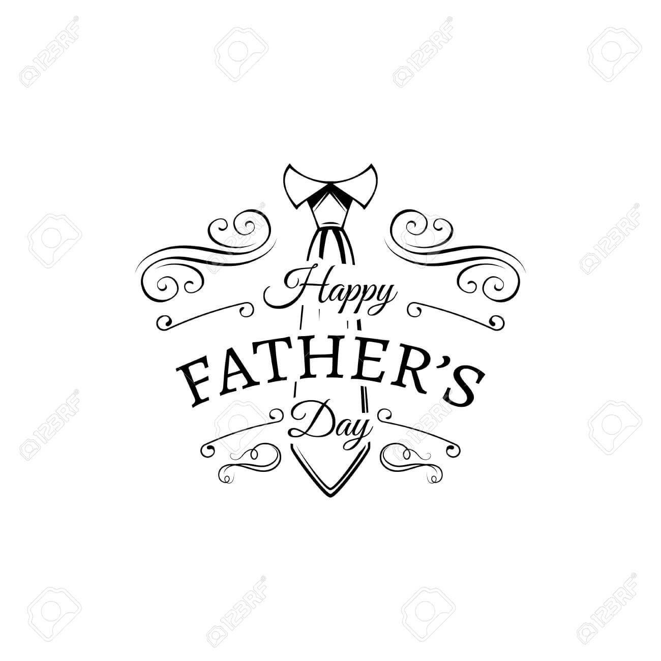 Happy Fathers Day Card Design With Necktie Vector Illustration Within Fathers Day Card Template