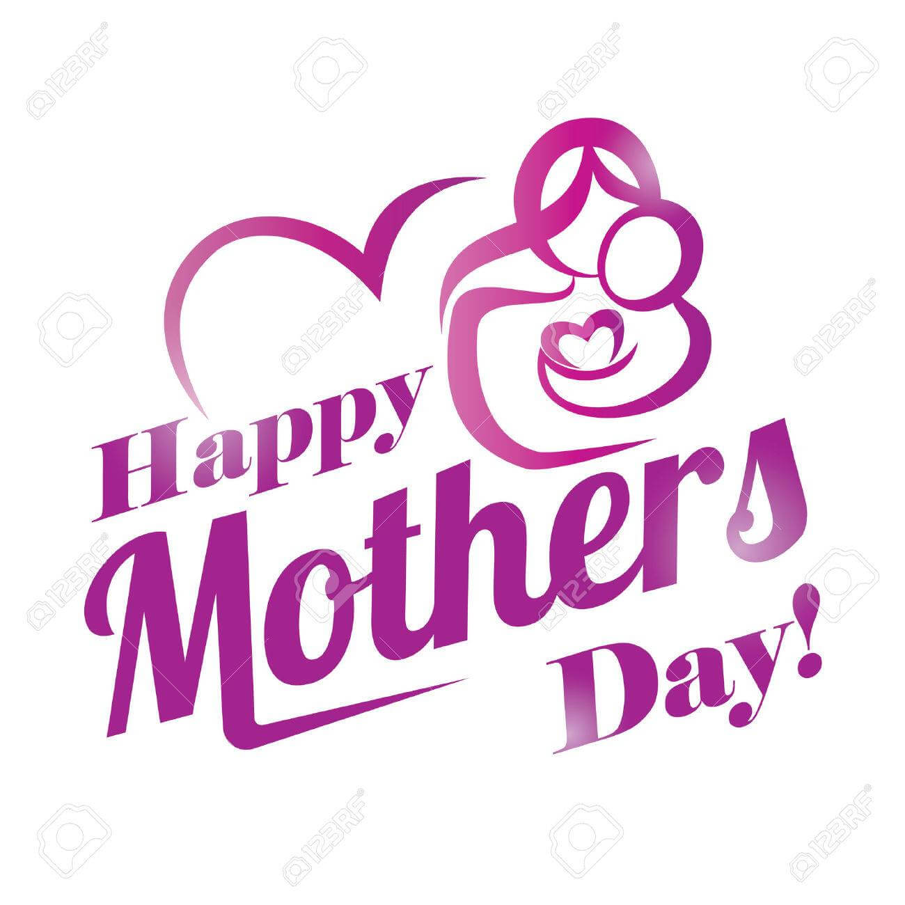 Happy Mothers Day Greeting Card Template, Stylized Symbol Of Mom And Baby Pertaining To Mothers Day Card Templates
