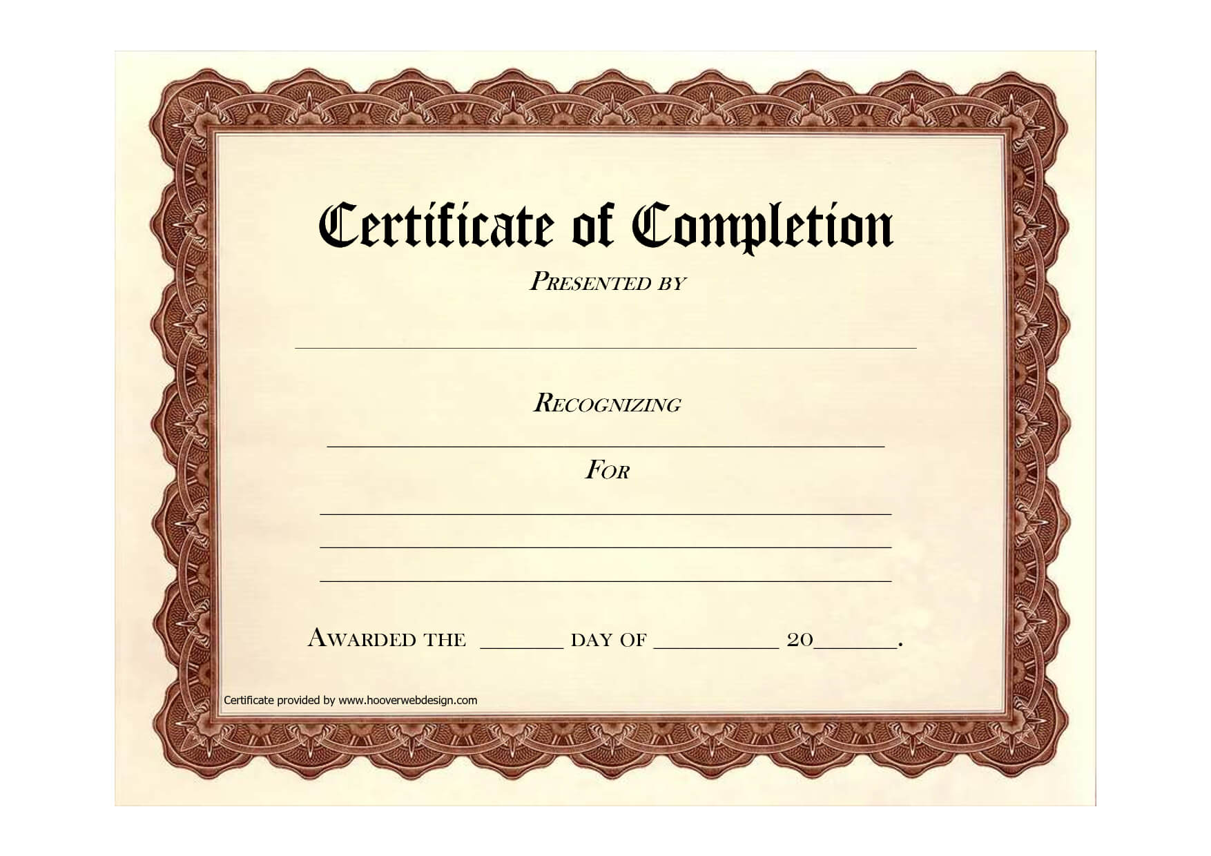 High Quality Certificate Of Completion Program Template With Certificate Of Completion Template Word