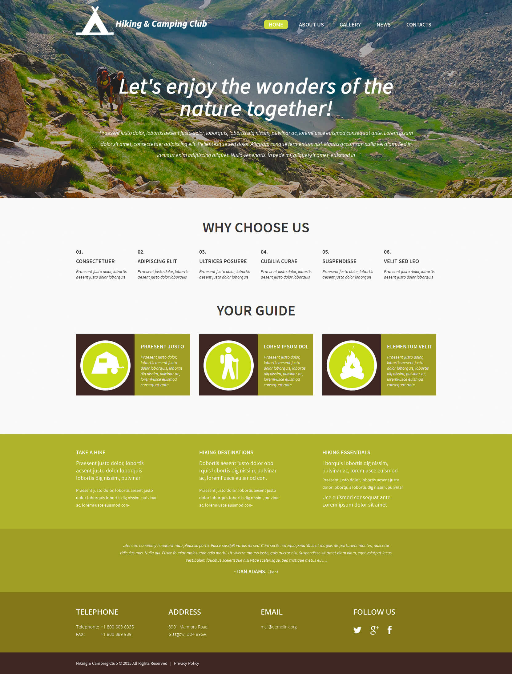 Hiking And Camping Club WordPress Theme For Walking Certificate Templates