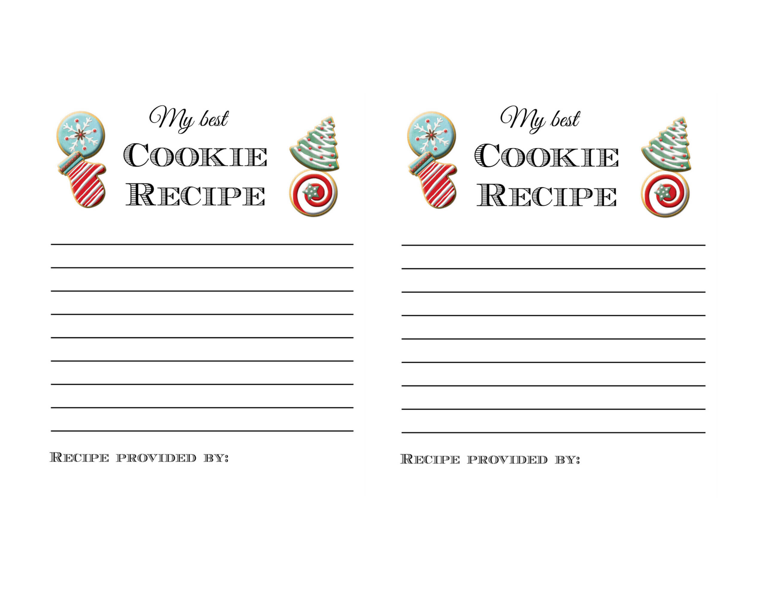Holiday Cookie Exchange Party Printables And Ideas Tips Inside Cookie Exchange Recipe Card Template