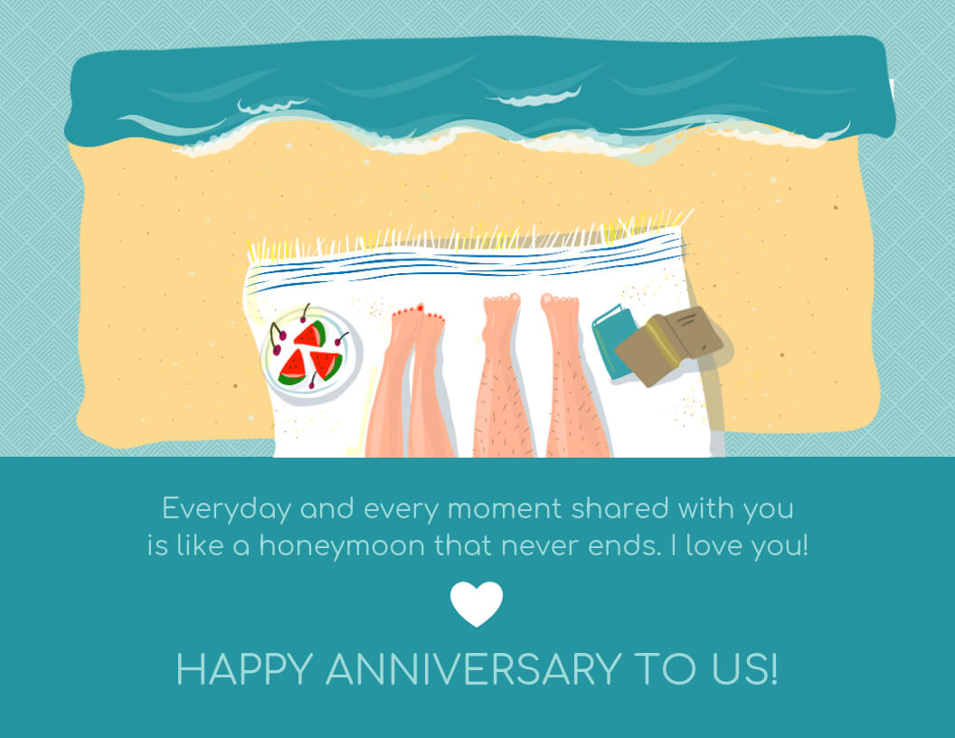 Honeymoon Wedding Anniversary Card Template For Template For Anniversary Card
