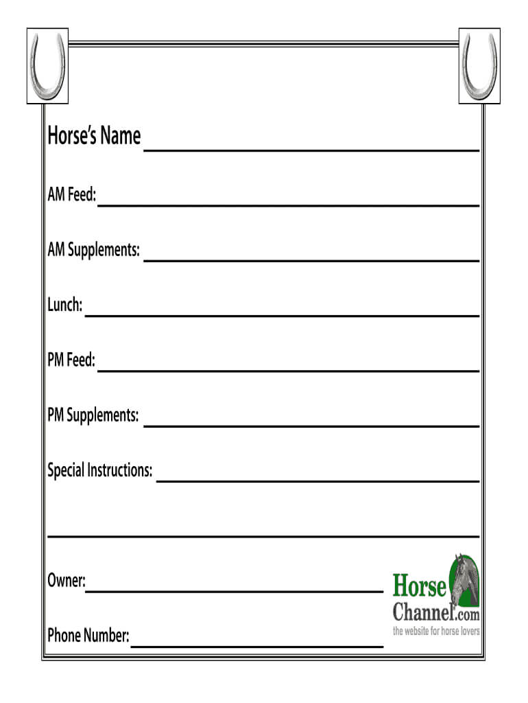 Horse Stall Cards Templates - Fill Online, Printable Intended For Horse Stall Card Template