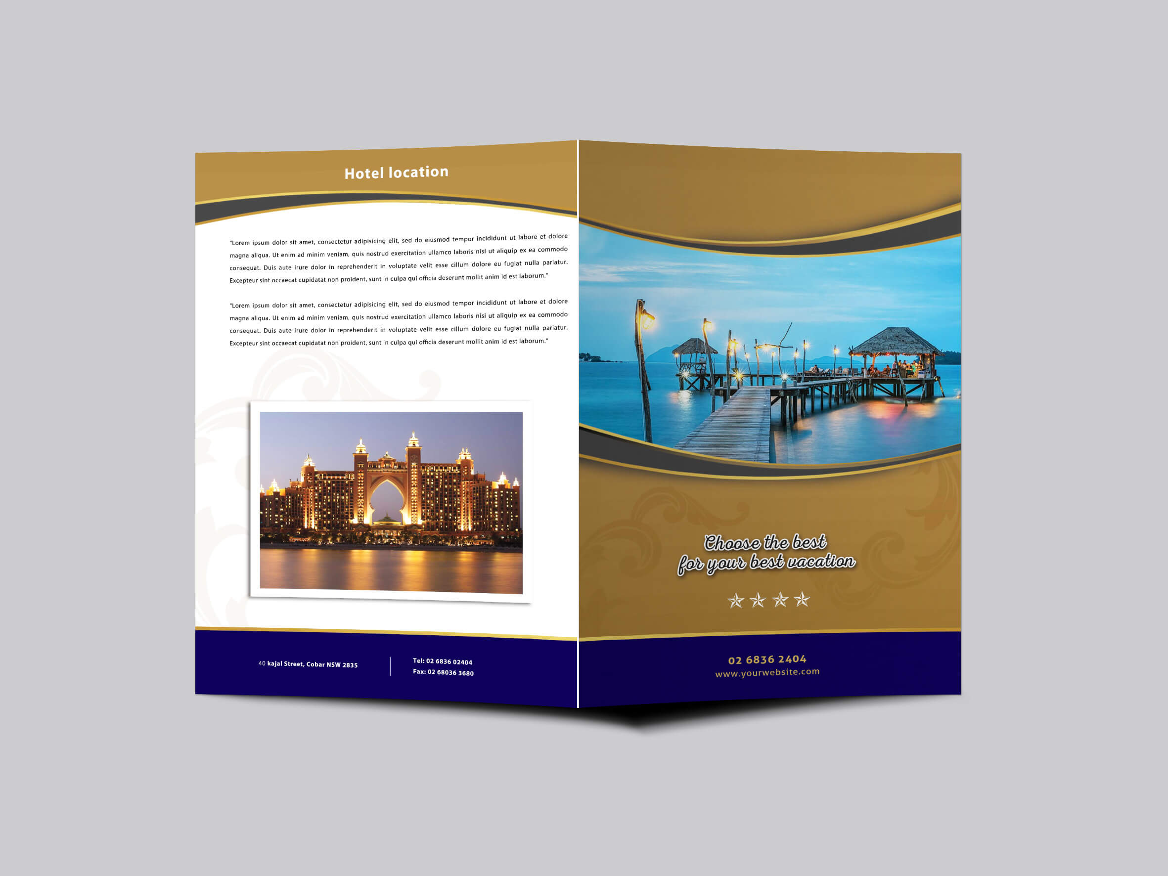 Hotel Resort Bi Fold Brochure Design Templatearun Kumar In Hotel Brochure Design Templates