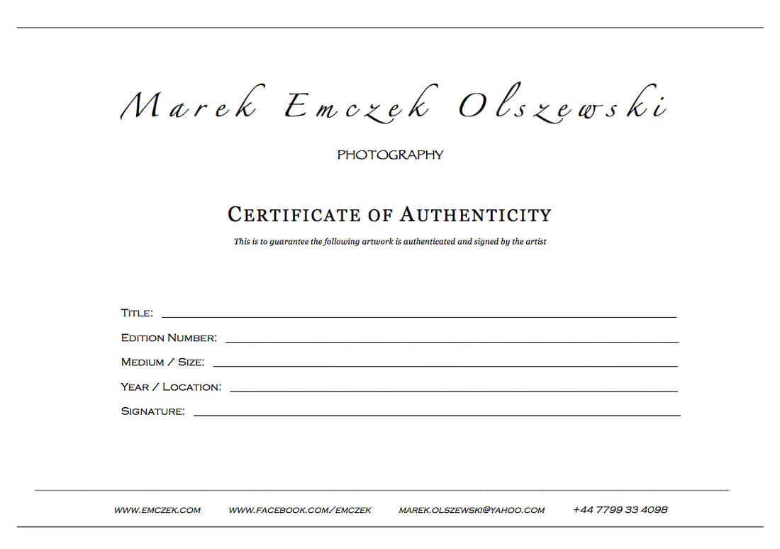 How To Create A Certificate Of Authenticity For Your Photography Inside Photography Certificate Of Authenticity Template