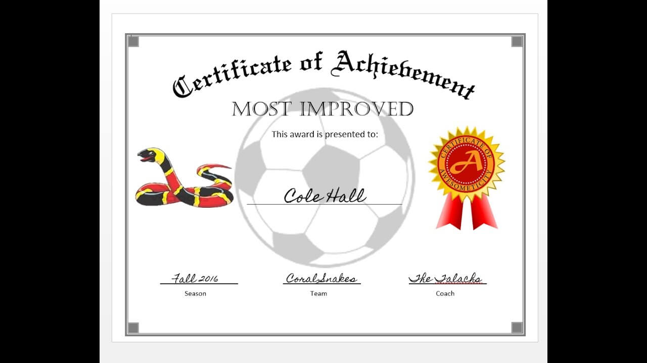 How To Easily Make A Certificate Of Achievement Award With Ms Word Intended For Soccer Certificate Templates For Word
