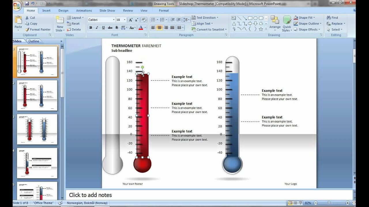 How To Edit The Thermometer Slide On Microsoft Powerpoint Within Powerpoint Thermometer Template