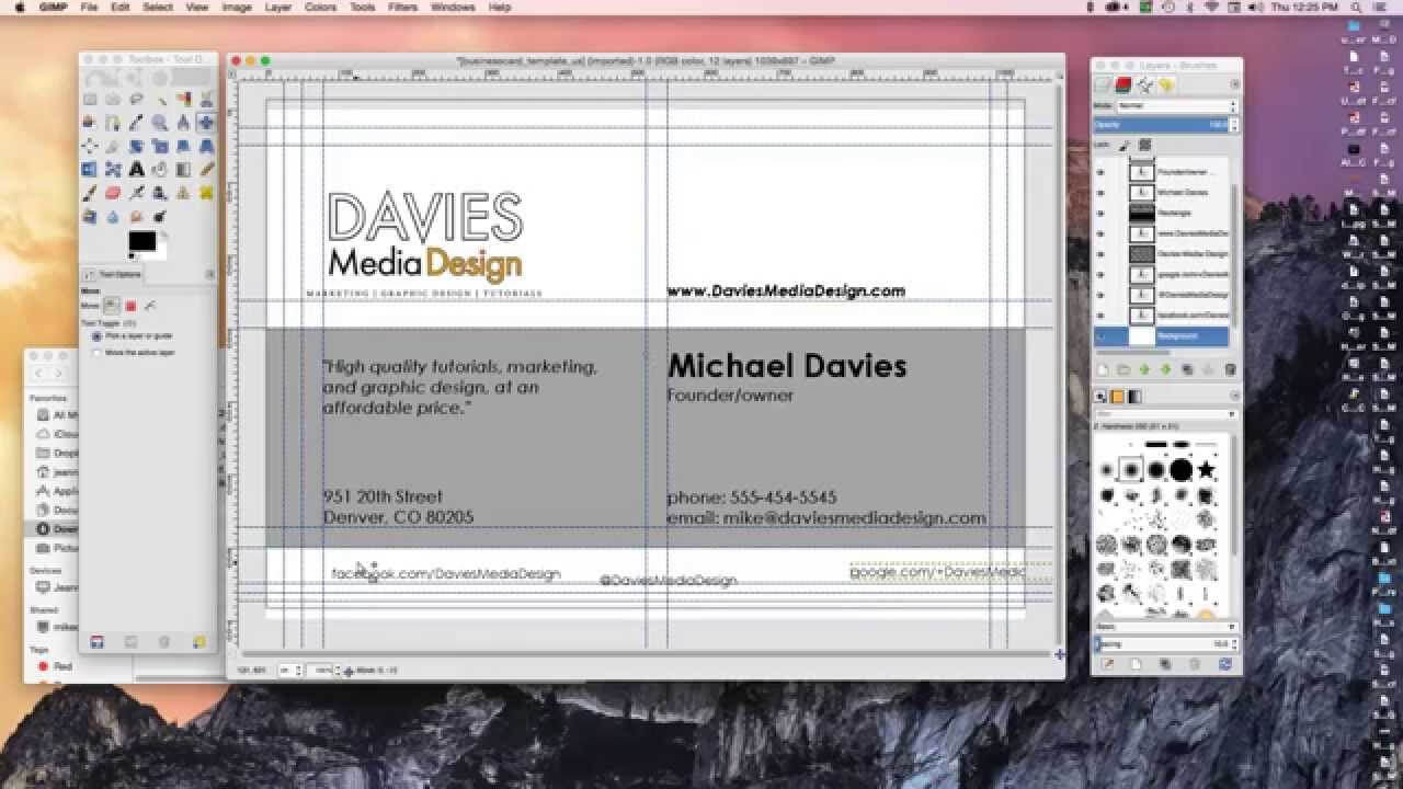 How To Make A Business Card In Gimp 2.8 Pertaining To Gimp Business Card Template