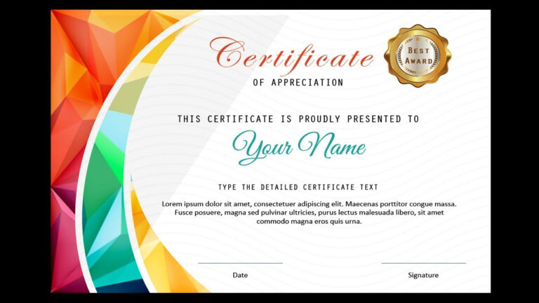 Powerpoint Award Certificate Template