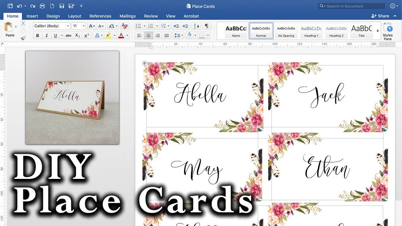 How To Make Diy Place Cards With Mail Merge In Ms Word And Adobe Illustrator For Reserved Cards For Tables Templates