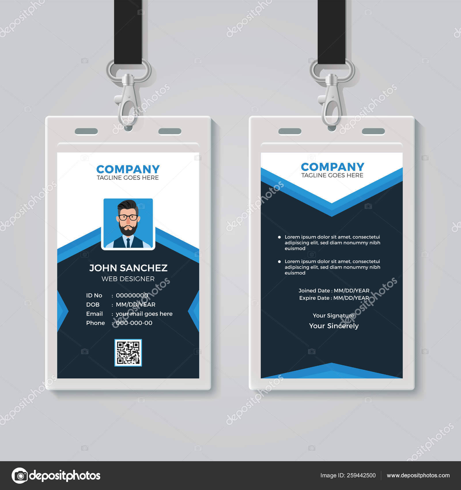 Id Card Design Template — Stock Vector © Bonezboyz #259442500 Intended For Photographer Id Card Template