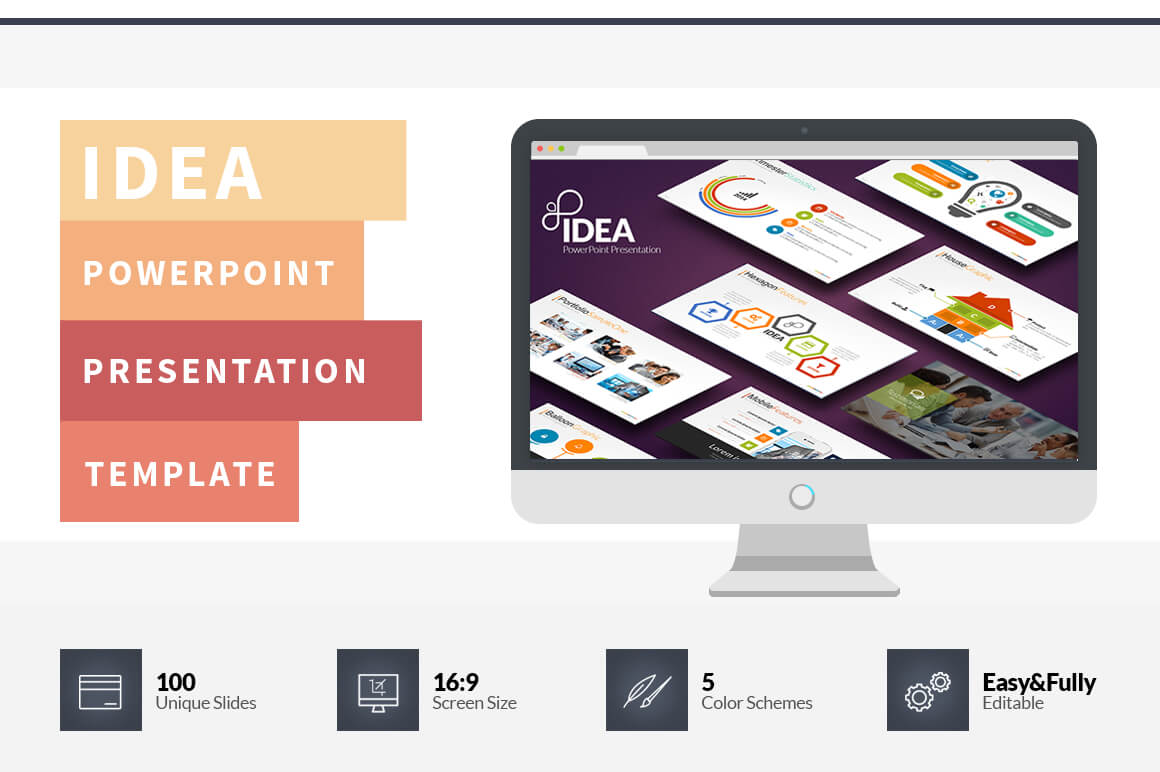 Idea Flat Powerpoint Presentation Template On Behance With Powerpoint Presentation Template Size